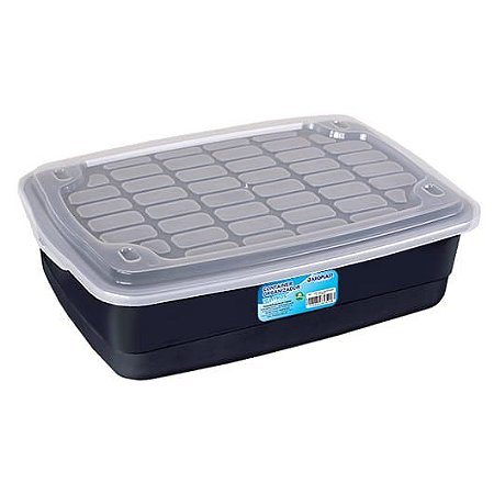 Organizador Container 5 Litros Preto Com Tampa 34x24x11Cm