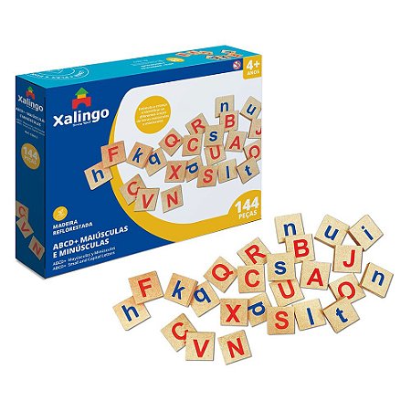Jogo Infantil ABCD 144 peças em Madeira Reflorestada Xalingo