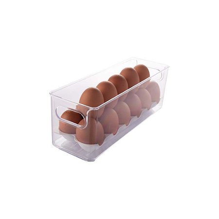 Organizador Prático Porta Ovos Transparente C/ Alça 30x10 Cm