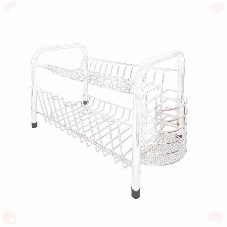 Escorredor de Louças Com Porta Talheres e Copos Branco Duplo