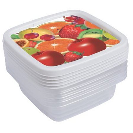 Kit 5 Potes Para Alimentos 240 ml Quadrado C/ Tampa Multiuso