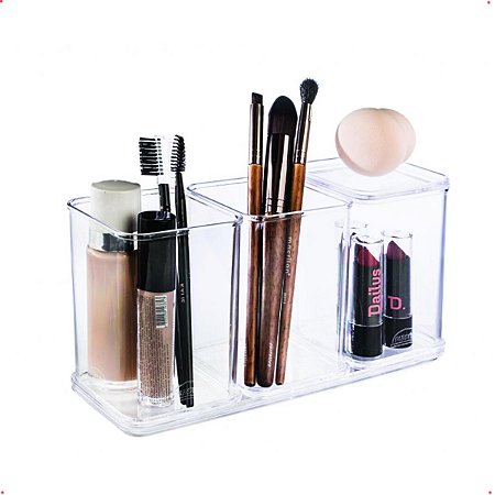 Kit 5 Organizadores Multiuso Transparente C/ Encaixe 22 Cm Plasútil 015737