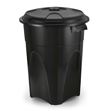 Cesto de Lixo 100 Litros Reforçado Com Alça e Tampa Preto 238 Injeplastec