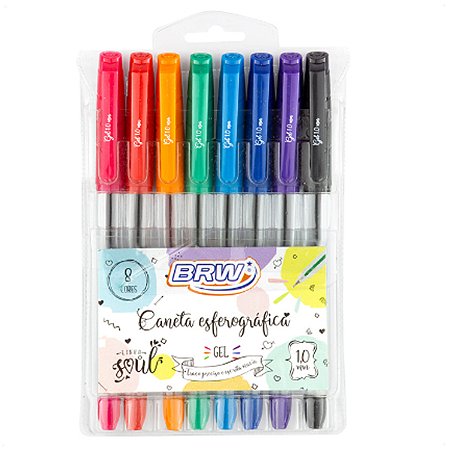 Caneta Esferográfica Gel 1.0mm Blister Com 8 Unidades