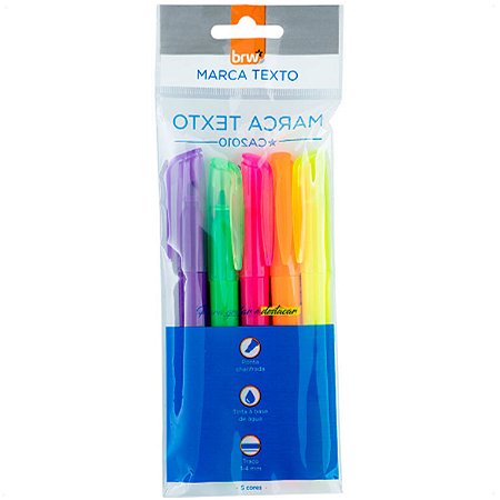 Marca Texto Fluorescente Blister Com 5 Unidades 1,4mm