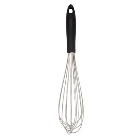 Batedor Manual Profissional Aço Inox C Cabo PP Preto 40 Cm