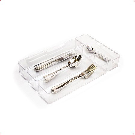 Kit 4 Organizadores Multiuso Transparente C/ Encaixe 36,5Cm