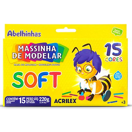 Massinha de Modelar Macia Soft Conjunto 15Cores 220g Acrilex