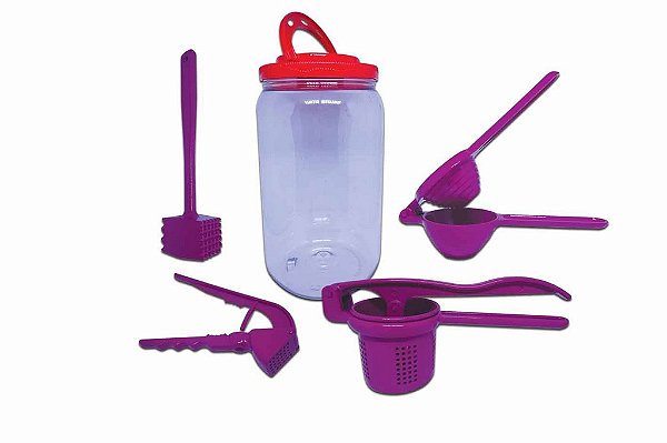 Kit Utensílios Cozinha Colors Rosa - Amassadores + Martelo
