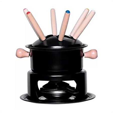 Conjunto Para Fondue Preto 14 cm Com 11 Peças Inclusas