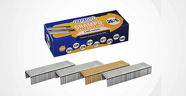 Grampo Galvanizado 26/6 Caixa com 5000 Grampos BRW