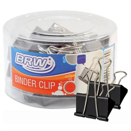 Clipes Para Papel Binder 25mm Pote Com 48 Unidades Preto