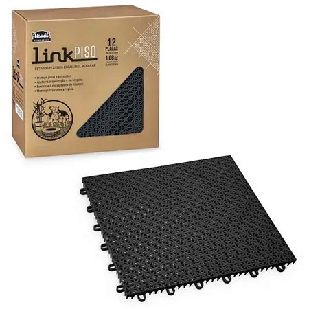Estrado Plástico Encaixável Modular Piso Preto 1M2 12 Placas