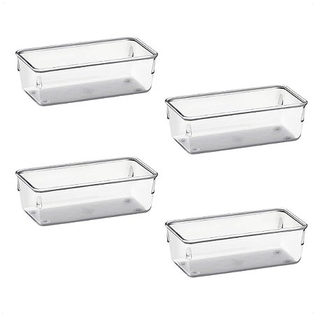 Kit 4 Potes Organizadores Multiuso Retangulares Pequenos
