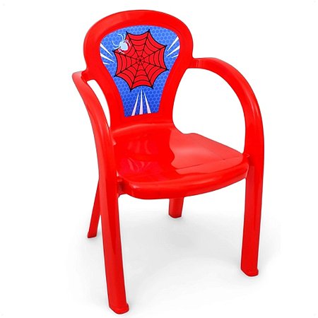 Cadeira Infantil Plástica Vermelha Teia Aranha 34x51x27cm