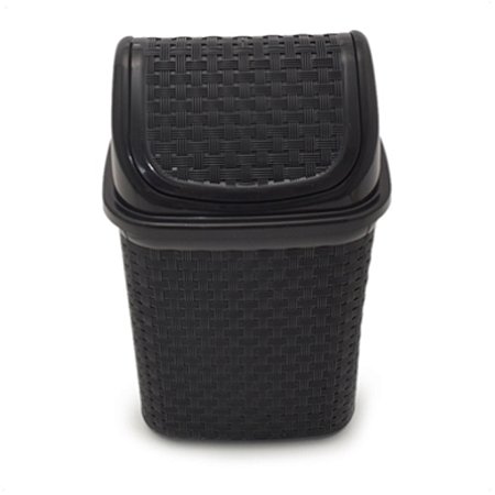 Lixeira de Pia Prática Preta Tampa Basculante Rattan 4,5 Lts Nitron 134/B