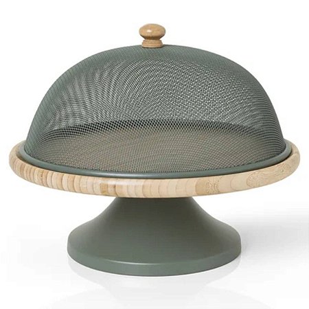 Porta Bolo e Pão Enjoy Verde 26x20cm Com Tampa Telada Copa