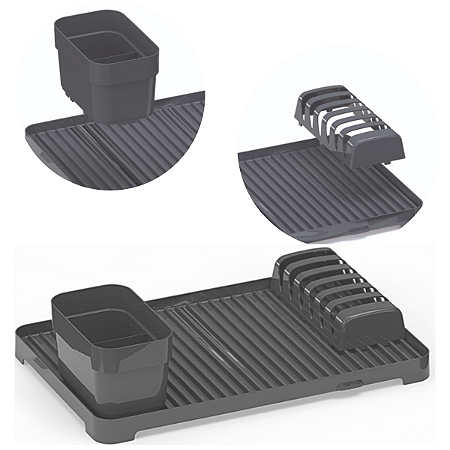 Escorredor De Louça Pratos Flat Modular 6 Pratos Cor Chumbo