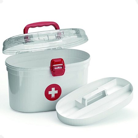 Frasqueira Maleta de Medicamentos Oval C/ Bandeja 4,4 Litros