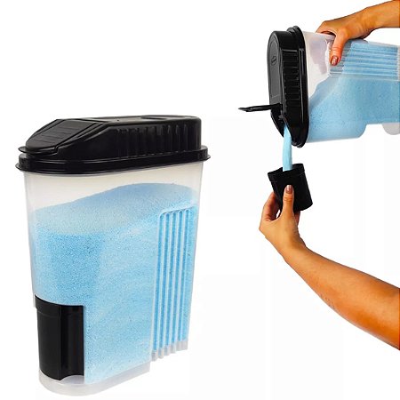 Porta Sabão Em Pó Com Direcionador Copo Dosador Medidor 1 Kg