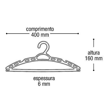 Conjunto Cabide Plástico Super Resistente Preto C/10pç
