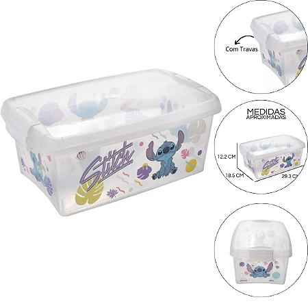 Caixa Pote De Plástico Retangular Com Trava Stitch 4,2 L
