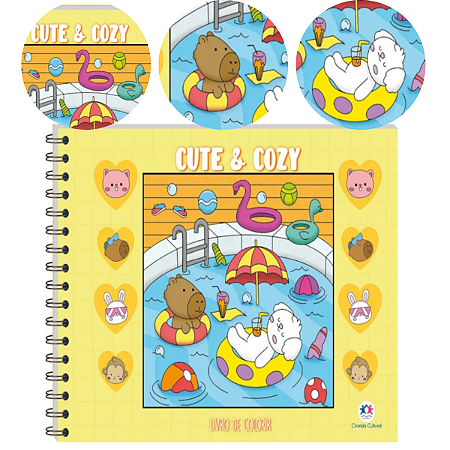 Livro Pintura e Colorir Com Capa Dura Bobbie Goods Cute & Cozy Yellow
