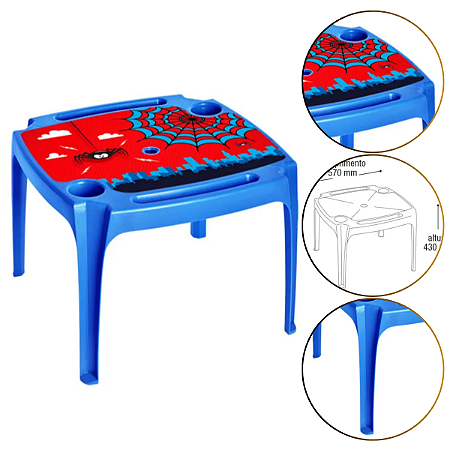Mesinha Mesa Infantil Com Porta Copos Homem Aranha Cor Azul