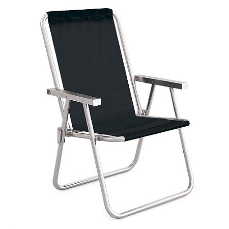 Cadeira De Praia Conforto De Aluminio Preta Sannet Mor