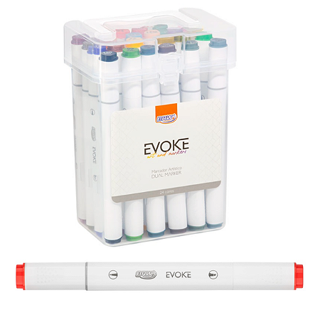 Kit 24 Canetas Marcador Artístico Dual Marker Evoke Brw