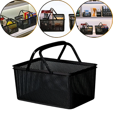 Cesto Organizador C/ Alça Retangular Caixa Multiuso Portátil