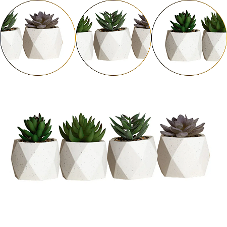 Vaso de Suculentas Artificiais Plantas de Decoração Cimento