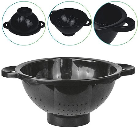 Escorredor Luxo Preto Multiuso Arroz Massas Frutas Saladas