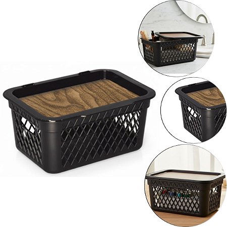 Caixa Organizadora Cesto Telado Com Tampa Basculante - 2,5 L