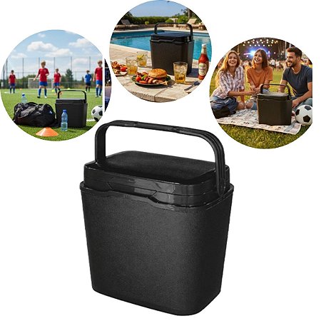 Caixa Térmica 29L Cor Preta Com Alça Praia Piscina Grande