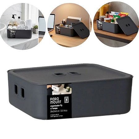 Organizador Respirável C Tampa 26x20x8 3,5 Lts Cor Chumbo