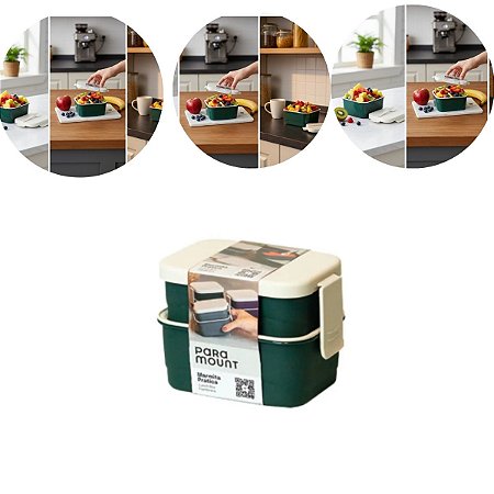 Marmitinha Marmita Prática Com Divisória 12x8x9cm Cor Verde