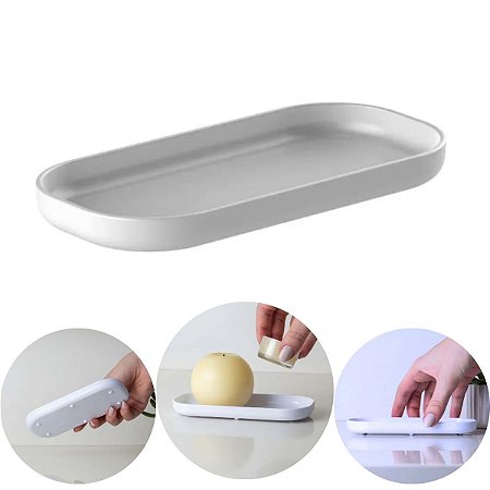 Bandeja Banheiro Dual Cores Ou Mini Porta Joias Cor Branco