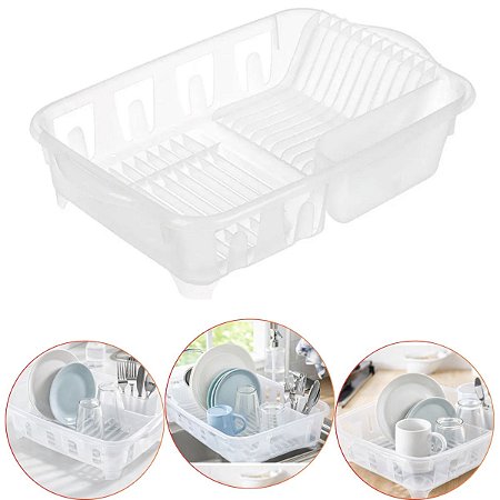 Escorredor de louça plástico Prato Copo Talheres com Divisor