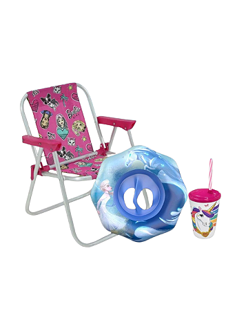 Combo Dia de Piscina Kids – Kit Completo Infantil com Boia, Copo e Cadeira