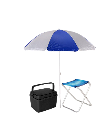 Combo Dia de Pesca Completo – Kit com Guarda-Sol, Caixa Térmica e Banquinho