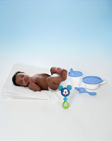 Combo Cuidados do Bebê – Kit com Copo, Mordedor e Travesseiro Antirrefluxo