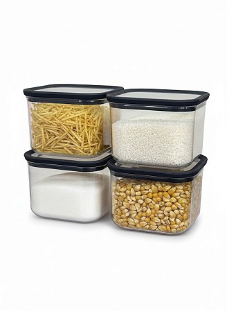 Kit 4 Pote Hermético Acríico Organizadores Geladeira 500 ML