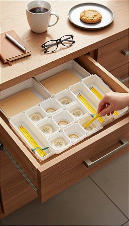 Combo Gaveta Inteligente: Kit 14 Organizadores Modulares Paramount