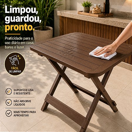 Mesa Dobrável Arqplast Cor Madeira Bar Restaurante 80cm