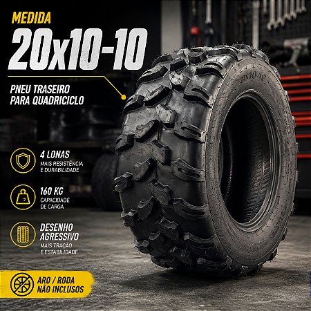 Pneu 20x10-10 Aro 10 Traseiro Quadriciclo 4 Lonas Onetools