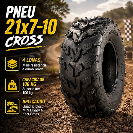 Pneu 21x7-10 Aro 10 Quadriciclo Buggy Kart 4 Lonas Onetools