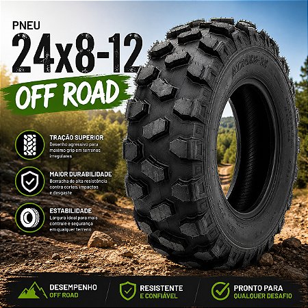 Pneu 24x8 aro 12 Para Quadricíclo Off Road 6 Lonas Onetools
