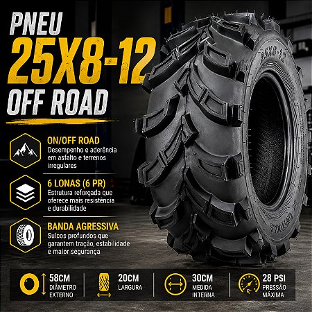 Pneu Off Road Major 25X8-12 Veículos de Lazer