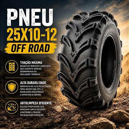 Pneu 25x10 Aro 12 On Off Road Quadricíclo 6 Lonas Onetools
